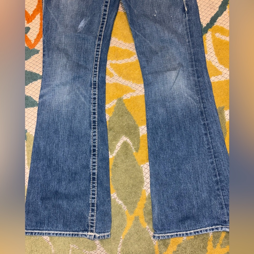 True Religion Jeans Size 29 Made in USA Classic Flare Distressed Hem - Picture 2 of 12